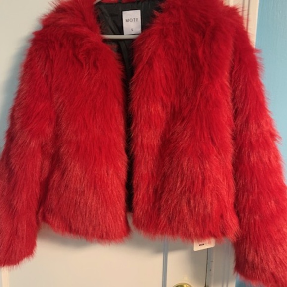 Jackets & Blazers - Red plush faux fur jacket